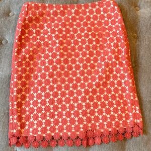 Talbots Petites Burnt Orange Red Lacey Skirt- 4P